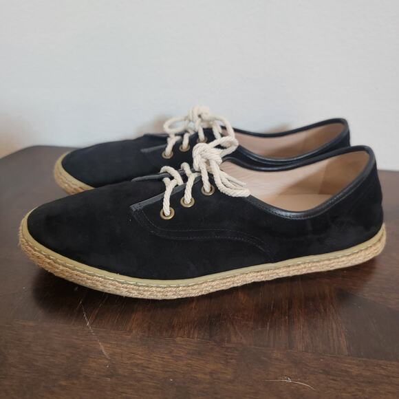 Jenni Kayne Black Suede Espadrille Sneaker Trainer EU 39 US 9 Made in Italy Lace - Picture 2 of 11